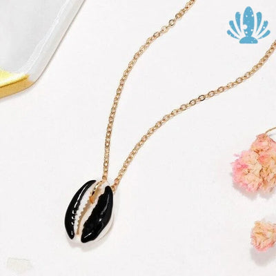 Black cowrie shell necklace