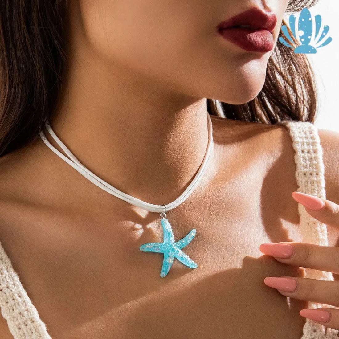 Blue starfish necklace