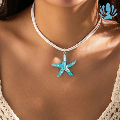 Blue starfish necklace