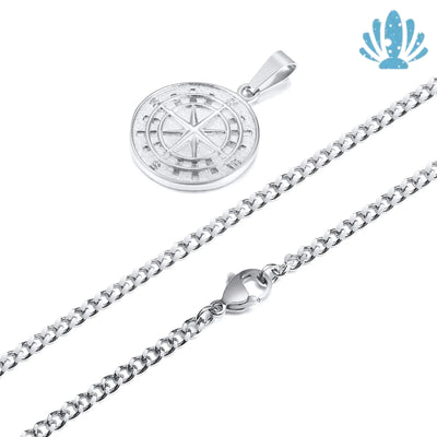 Compass necklace silver