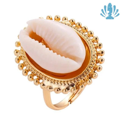 Cowrie shell ring gold