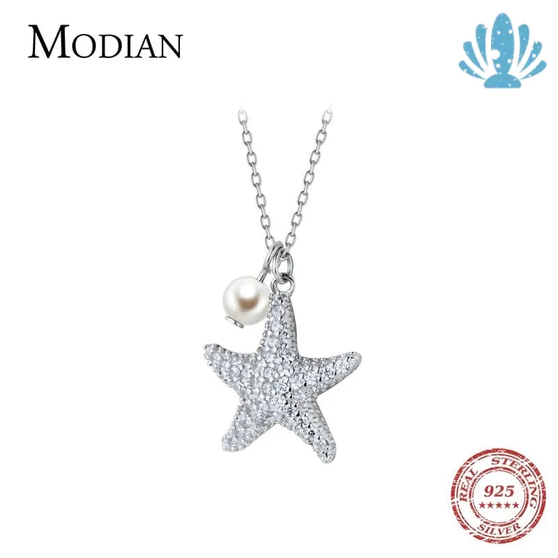 Diamond starfish necklace