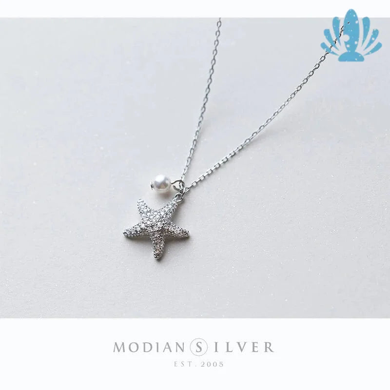 Diamond starfish necklace