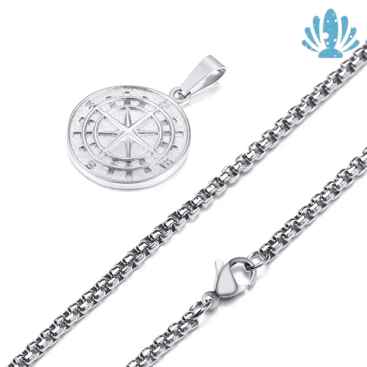 Mens compass necklace