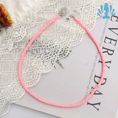 Pink puka shell necklace