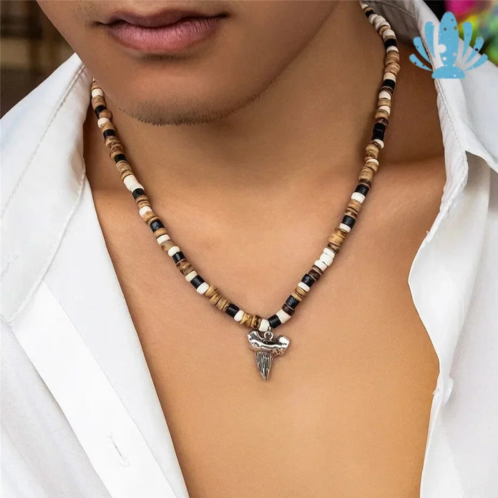 Surfer shark tooth necklace