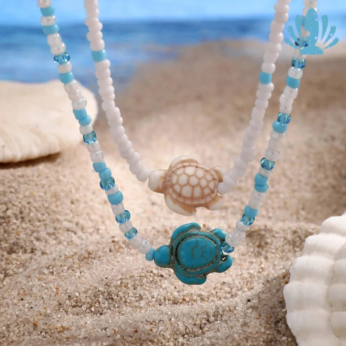 Turquoise puka shell necklace